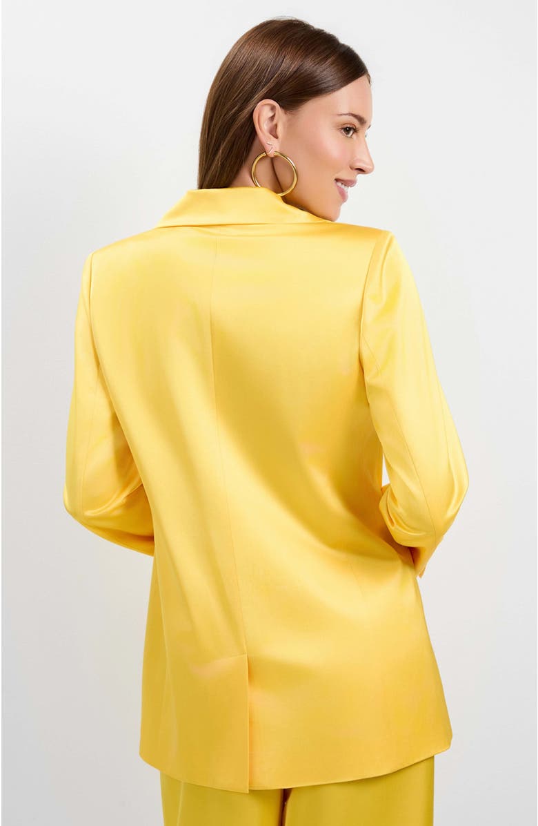 Trina Turk Giardino Satin Blazer, Alternate, color, Lambretta Lemon