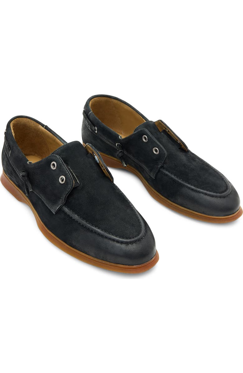 John Varvatos Thompson Yacht Laceless Boat Shoe, Main, color, Black