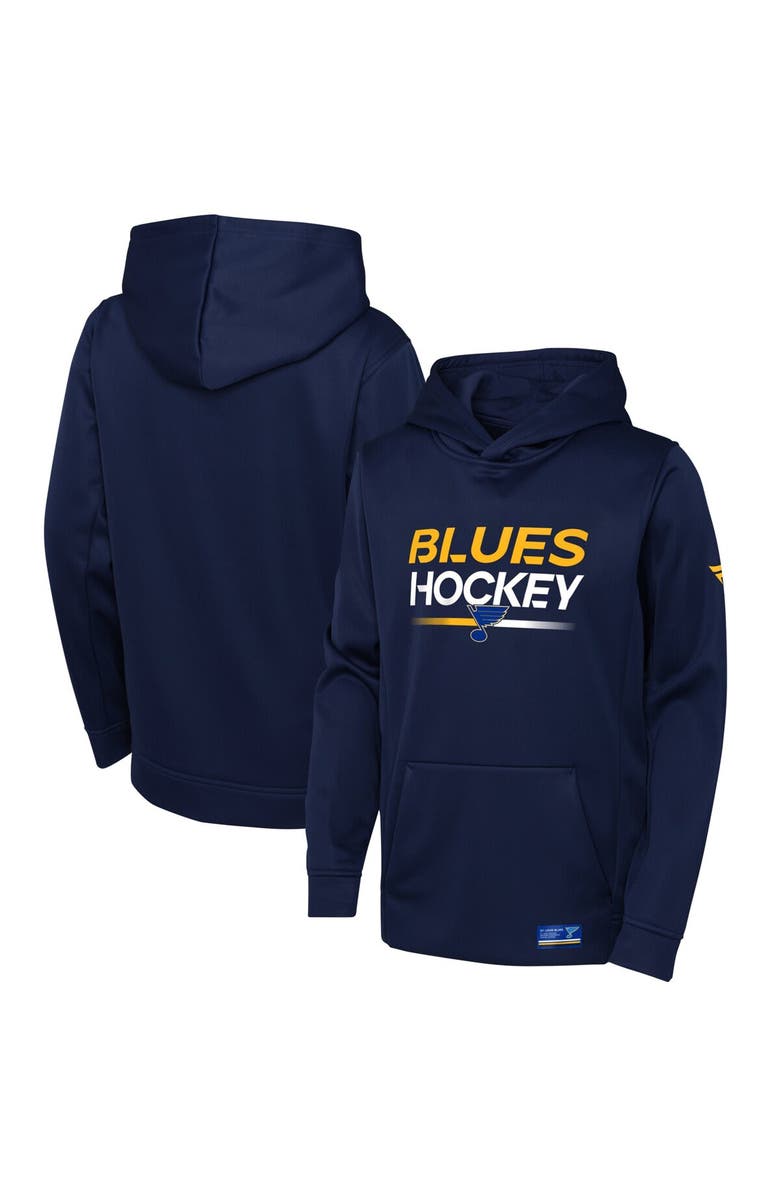 FANATICS Youth Fanatics Branded Navy St. Louis Blues Authentic Pro Pullover Hoodie, Main, color, 