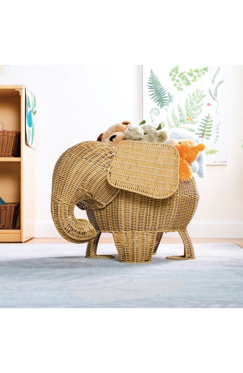 Kaplan Early Learning Company Elephant Washable Wicker Floor Basket, Alternate, color, Brown