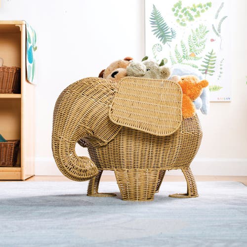 Kaplan Early Learning Company Elephant Washable Wicker Floor Basket In Brown