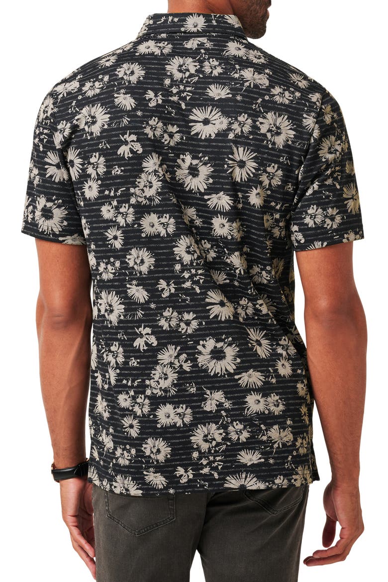 Shaded Grove Floral Piqué Polo, Alternate, color, BLACK