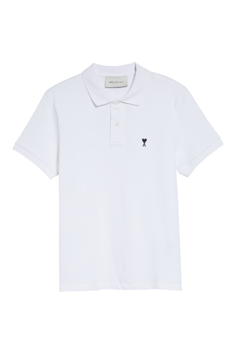 Ami de Coeur Embroidered Cotton Piqué Polo, Alternate, color, BLANC