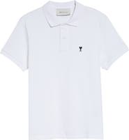 AMI PARIS Ami de Coeur Embroidered Cotton Piqué Polo