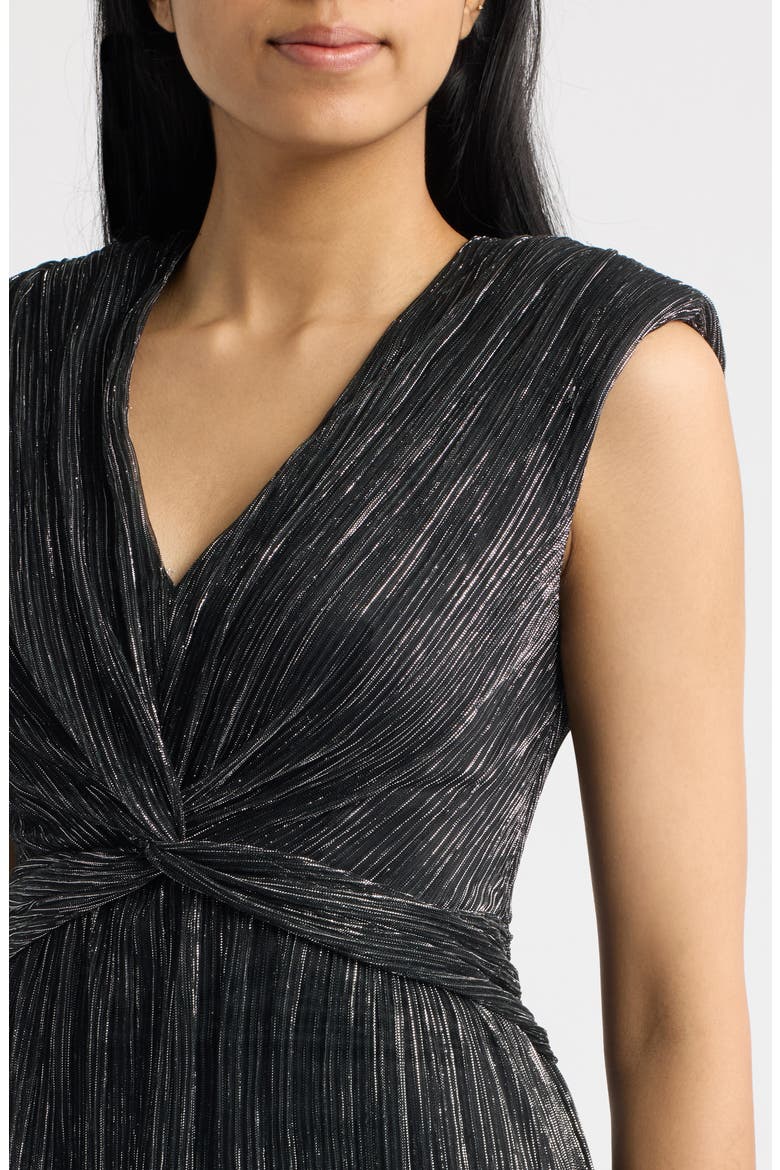 Metallic Crinkle Gown, Alternate, color, BLACK