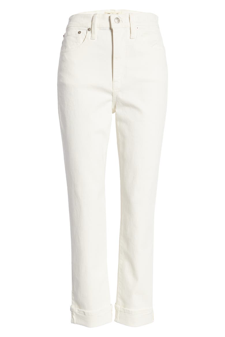High Waist Slim Boyfriend Jeans, Alternate, color, TILE WHITE
