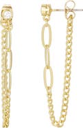 Adornia Cubic Zirconia Paper Clip Drop Front/Back Earrings
