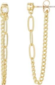 Adornia Cubic Zirconia Paper Clip Drop Front/Back Earrings