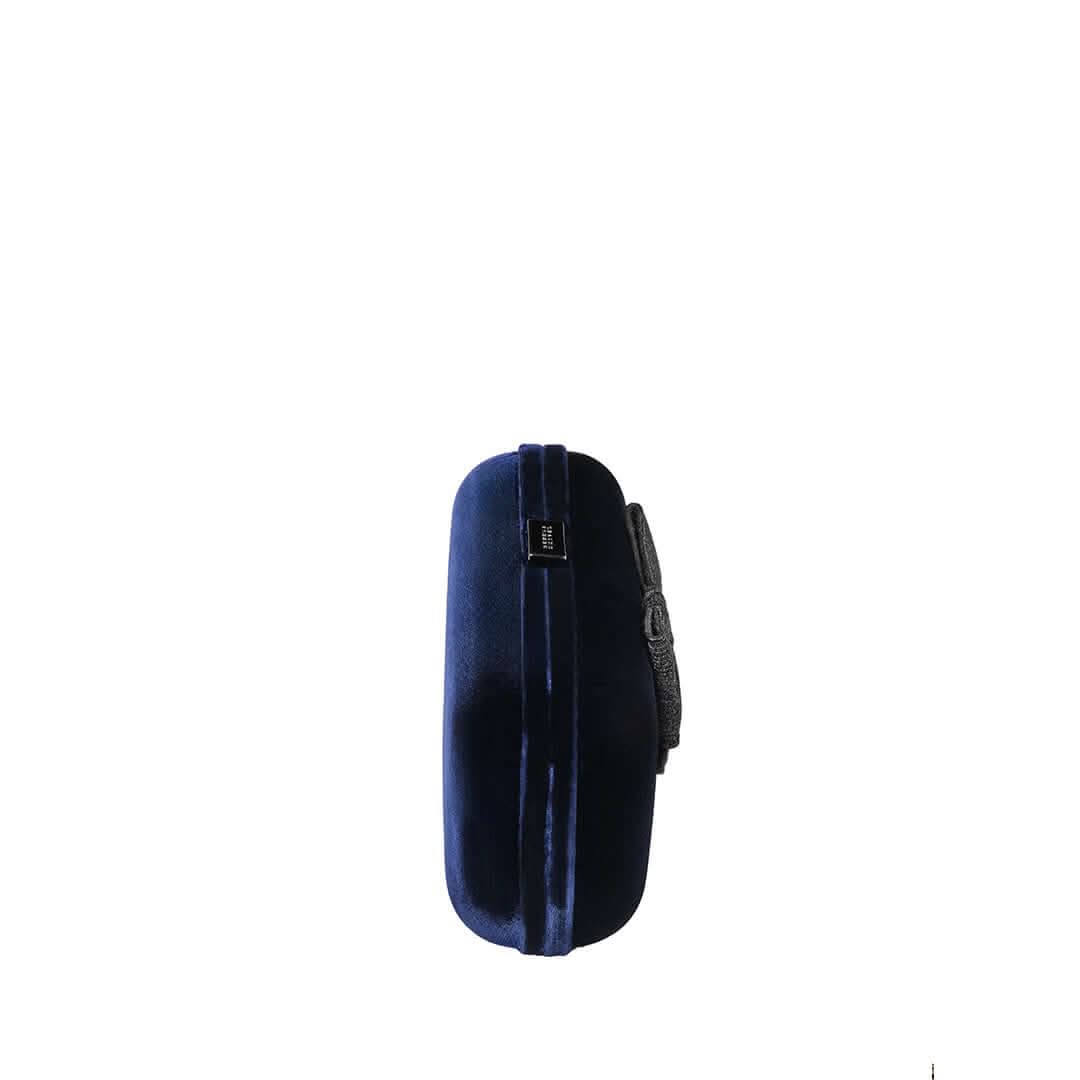 Fiocco Velvet Clutch, Alternate, color, Navy
