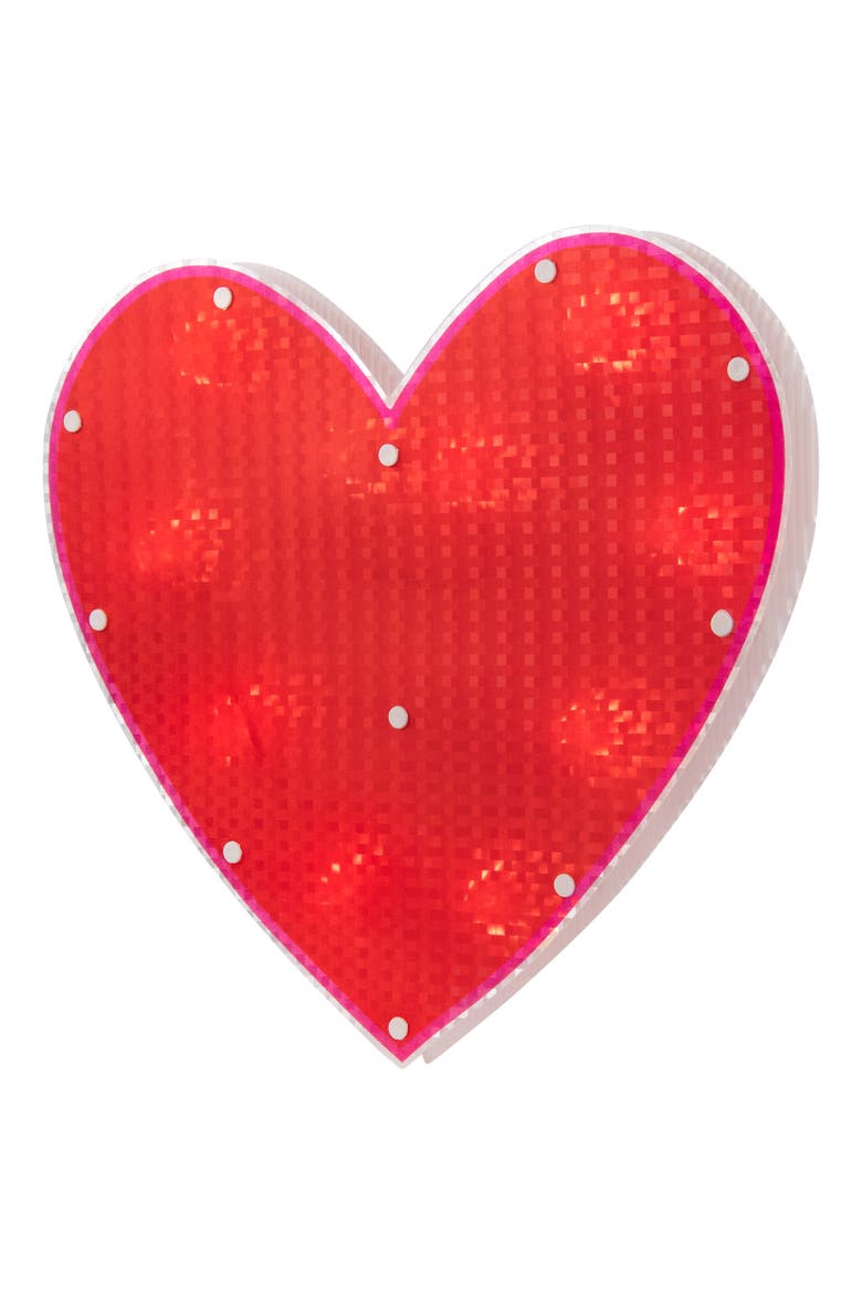 12" Lighted Shimmering Red Heart Valentine's Day Window Silhouette, Alternate, color, Red