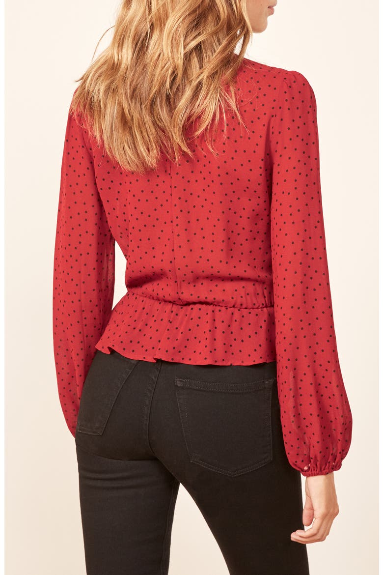 Nikki Tie Front Blouse, Alternate, color, FLAMENCO