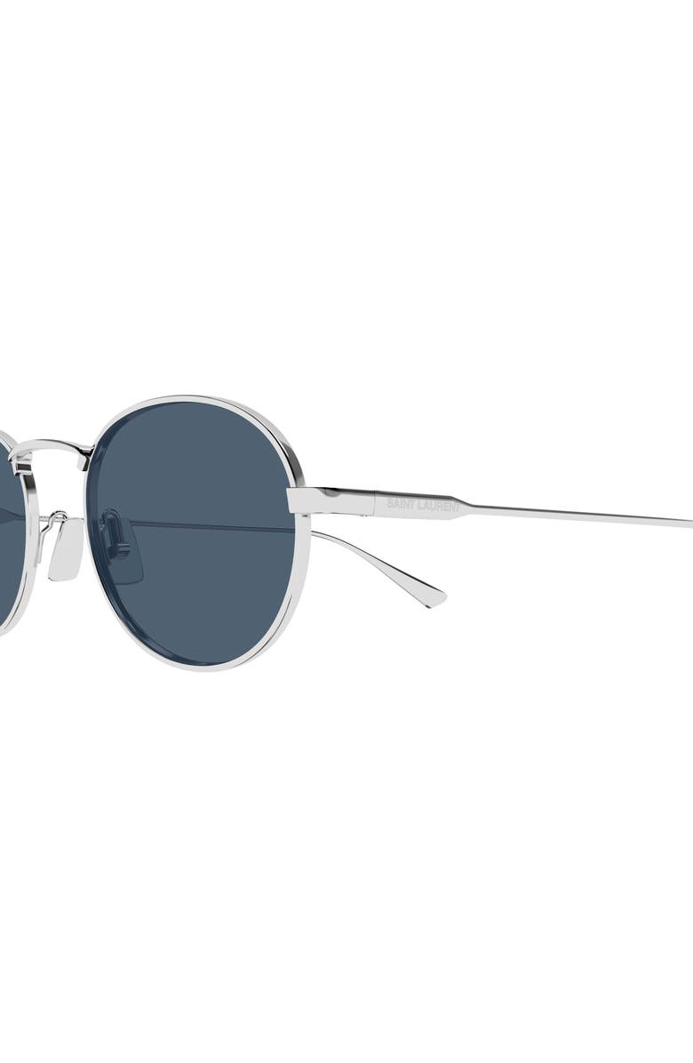 Saint Laurent 52mm Round Sunglasses, Alternate, color, Silver