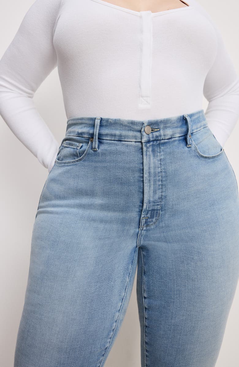 Good American SoftTech Good Waist Raw Hem High Waist Skinny Jeans, Alternate, color,