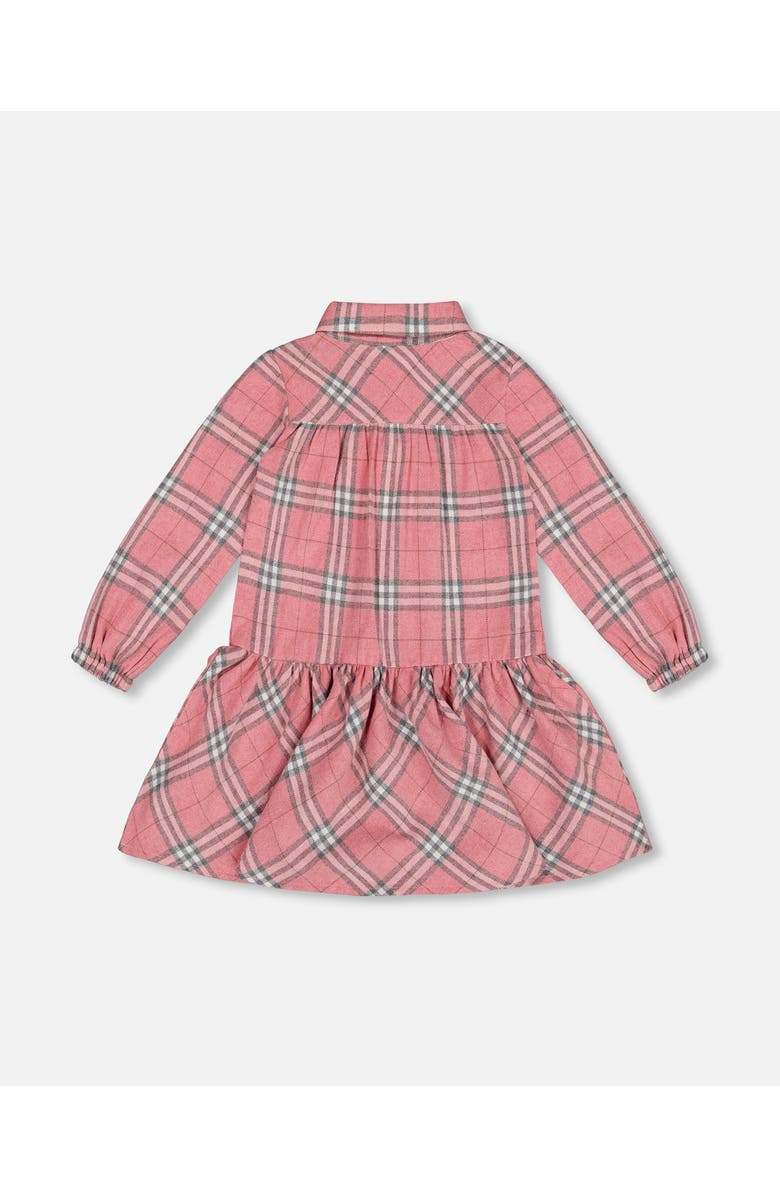 Deux par Deux Girl's Flannel Shirt Dress With Frill Pink Plaid, Alternate, color,