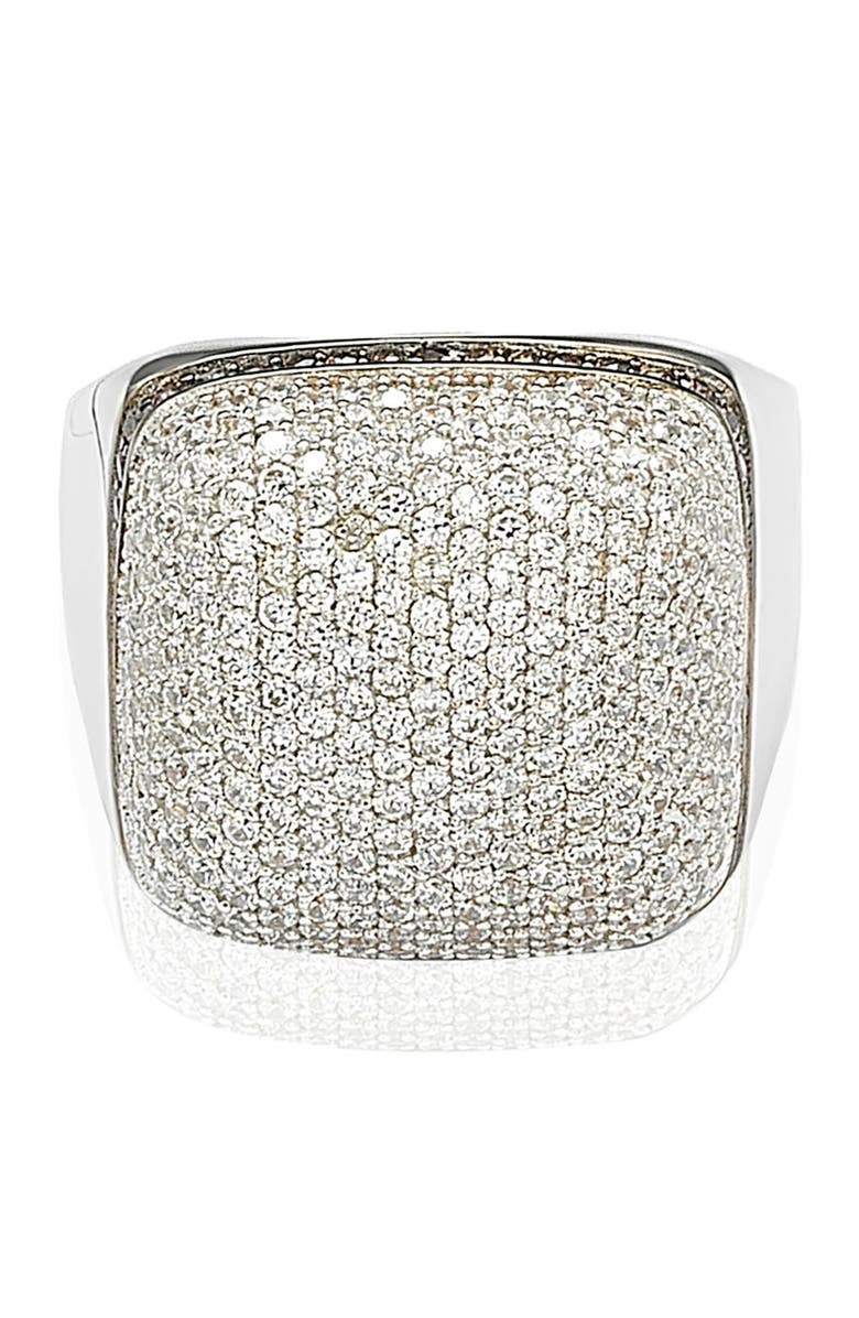 SUZY LEVIAN Sterling Silver White CZ Golden Square Ring, Main, color, Brown