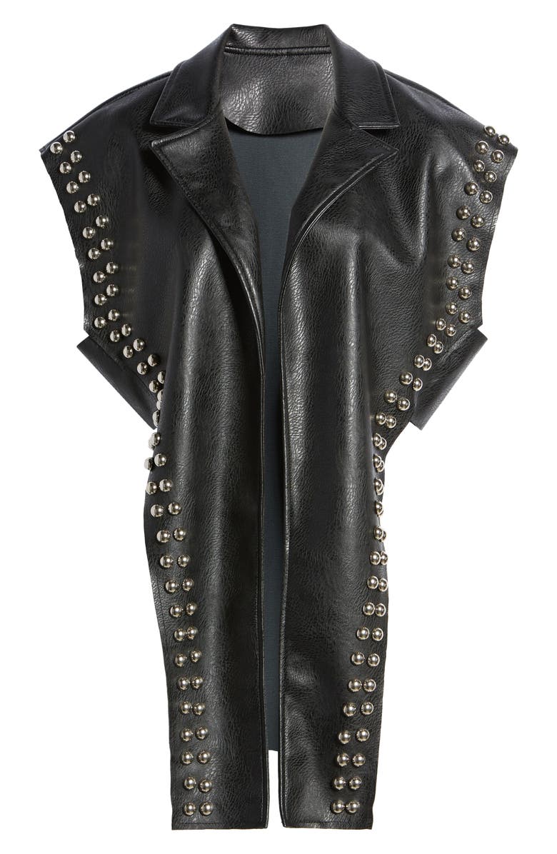 AZALEA WANG Studded Faux Leather Vest, Alternate, color, 