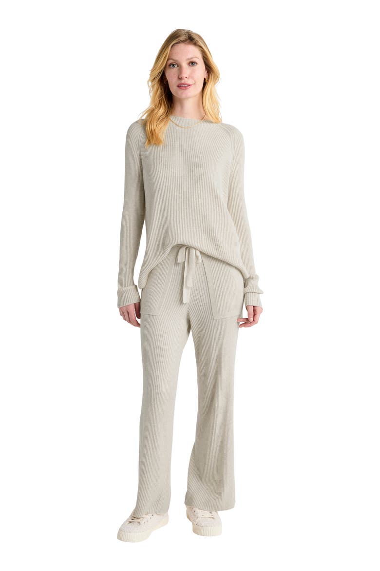 Georgie Rib Wide Leg Crop Pants, Alternate, color, OAT HEATHER