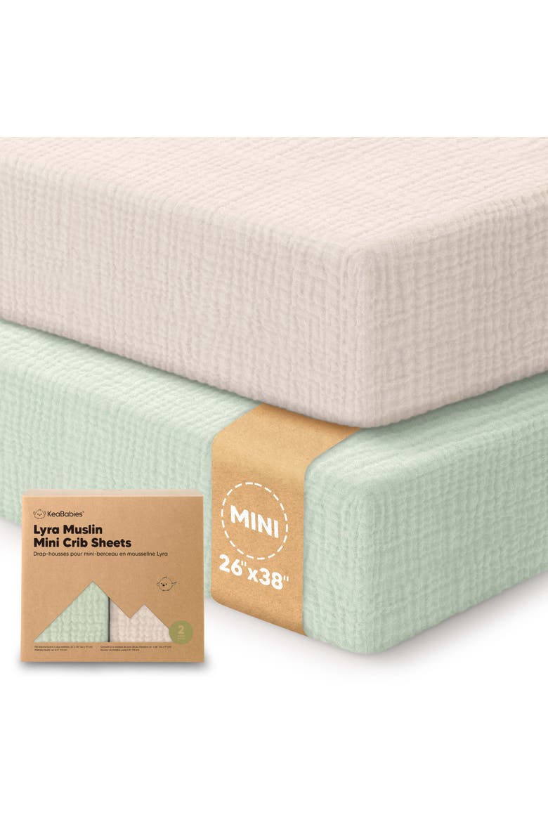 2-Pack Lyra Muslin Mini Crib Sheets, Main, color, Sage
