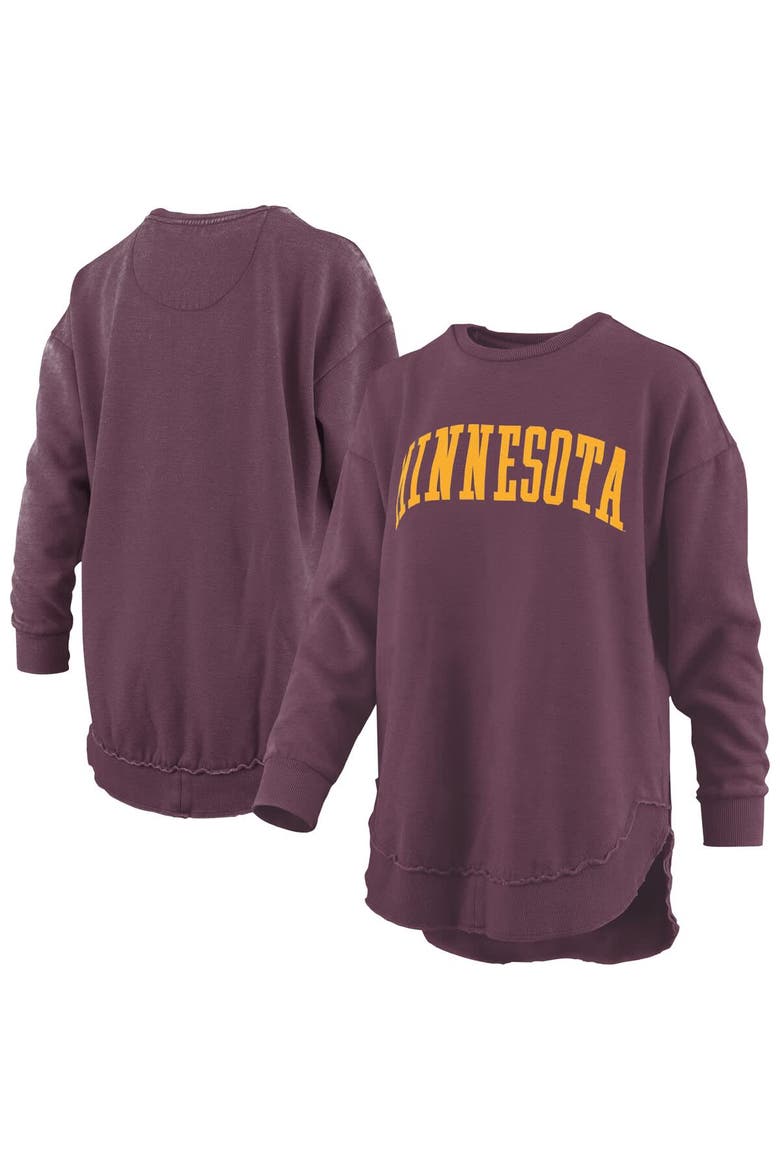 Women's Pressbox  Maroon Minnesota Golden Gophers Melange Poncho Vintage Fleece Long Sleeve Pullover Sweatshirt, Main, color, Maroon