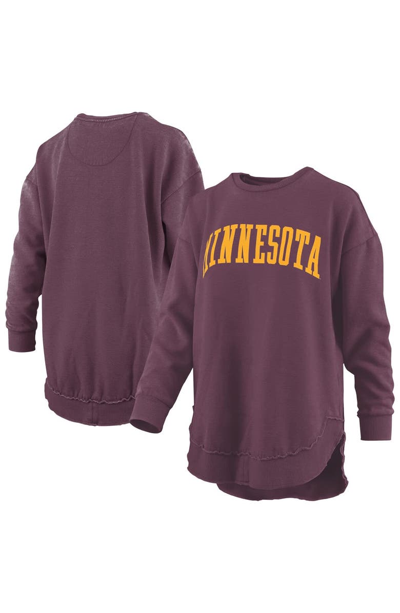 PRESSBOX Women's Pressbox Maroon Minnesota Golden Gophers Melange Poncho Vintage Fleece Long Sleeve Pullover Sweatshirt, Main, color, Maroon