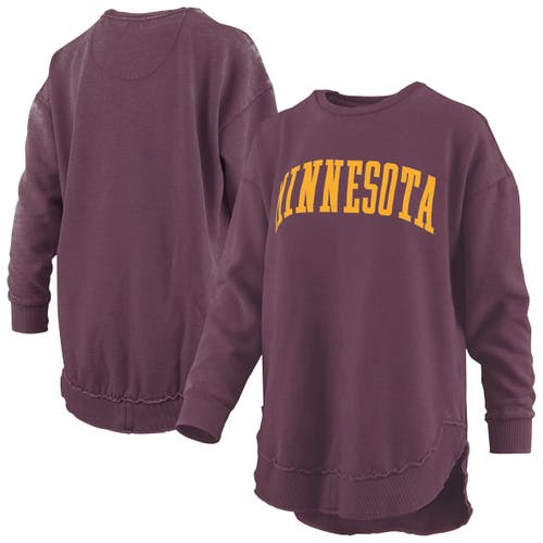 Pressbox Maroon Minnesota Golden Gophers Melange Poncho Vintage Fleece Long Sleeve Pullover Sweatsh In Purple