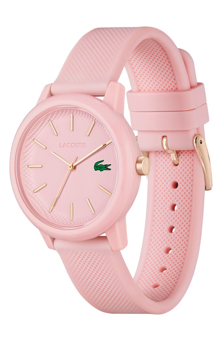 Lacoste 12.12 Silicone Strap Watch, 36mm, Alternate, color, Pink