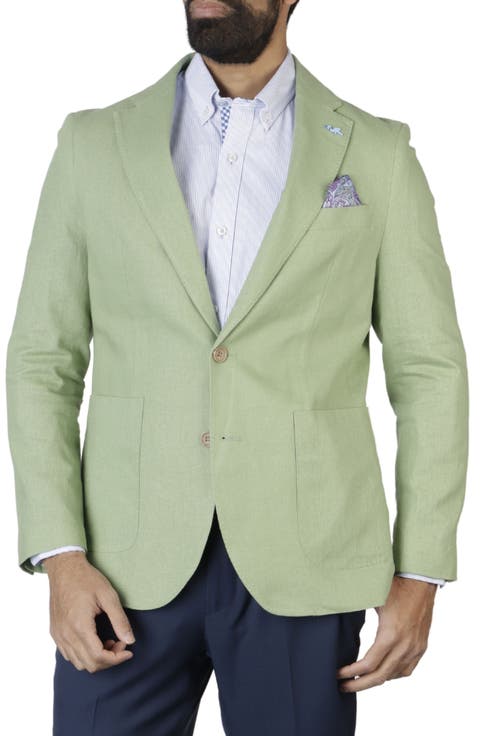 Solid Notch Lapel Linen Blend Sport Coat (Short, Regular & Long)