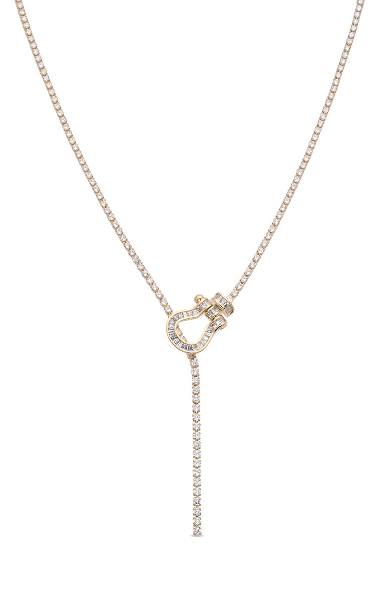 EYE CANDY LOS ANGELES Auora Cubic Zirconia Y-Necklace, Alternate, color, Gold