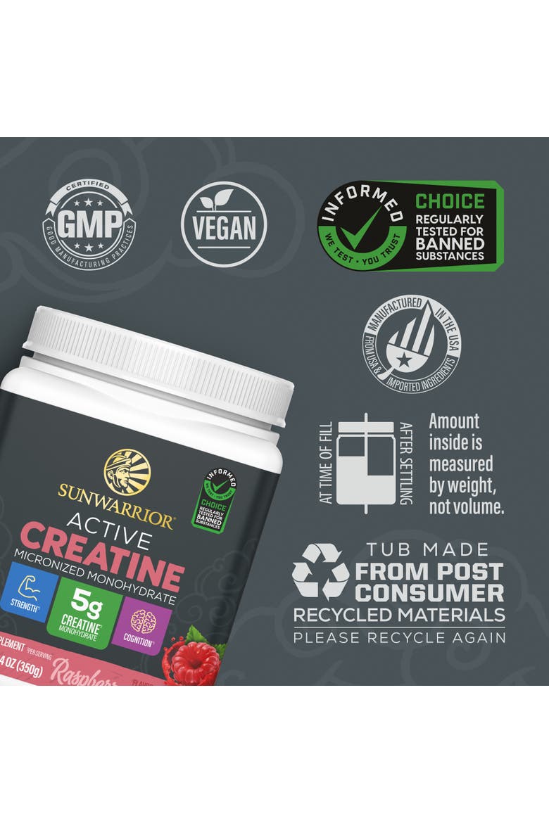 Active Creatine Monohydrate Powder, Alternate, color, Raspberry, 350g