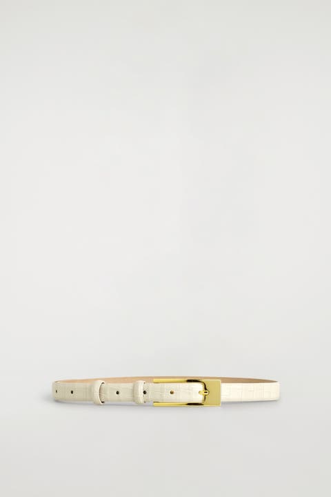 Elongated-buckle Leather Belt
