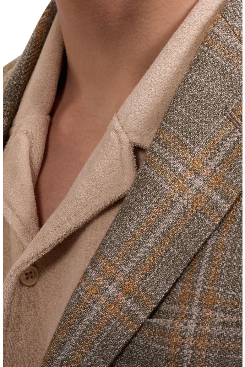 Windowpane Check Cotton & Linen Blazer, Alternate, color, KHAKI