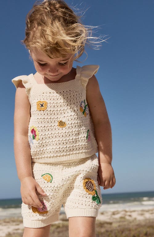 Next Kids' Crochet Appliqué Open Stitch Cotton Top & Shorts Set In Nude