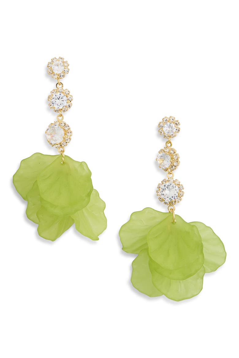 Reilly Cubic Zirconia Kelp Drop Earrings, Main, color, GREEN