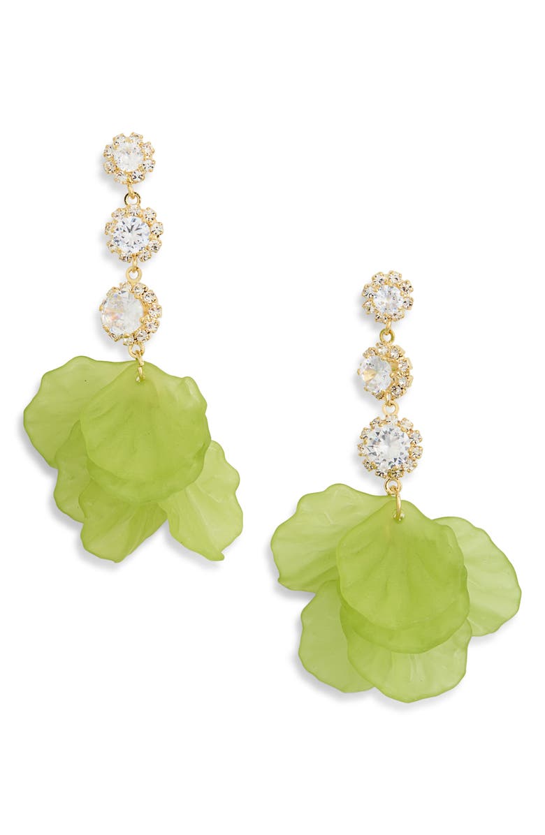 EYE CANDY LOS ANGELES Reilly Cubic Zirconia Kelp Drop Earrings, Main, color, Green