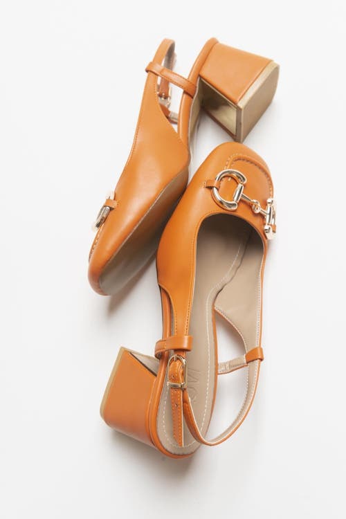 Prologue Shoes Karol Block Heel Pump In Orange