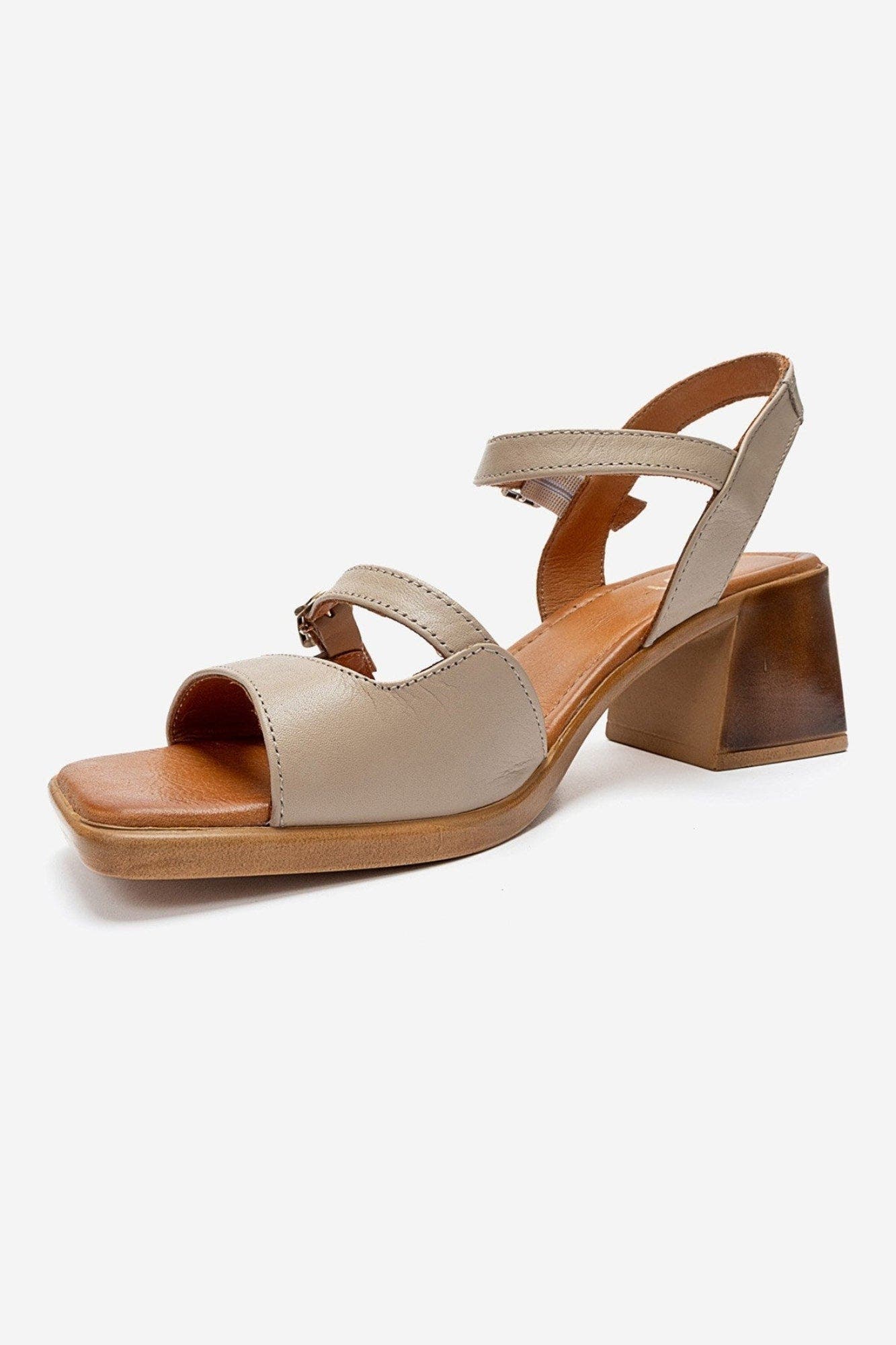 Yolen Leather Block Heel Sandal, Alternate, color, Beige
