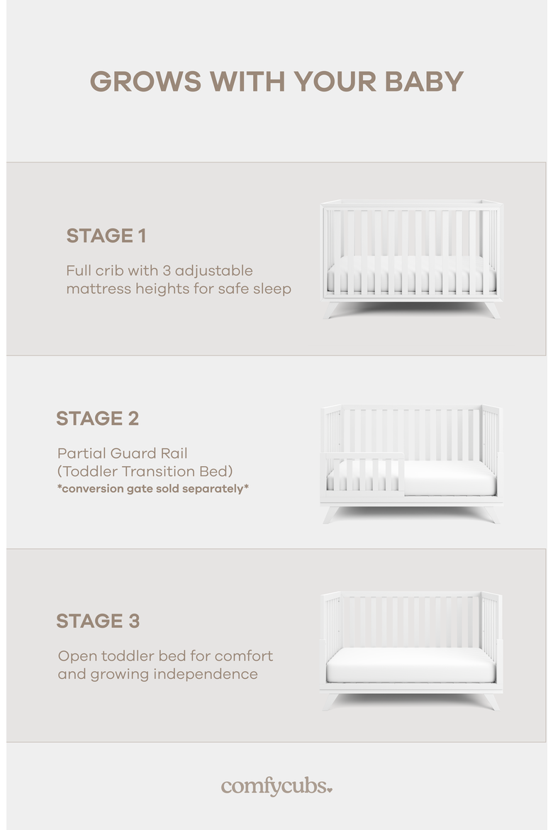 Crib Conversion Kit for Toddlers Ages 15 Months+, Alternate, color, White