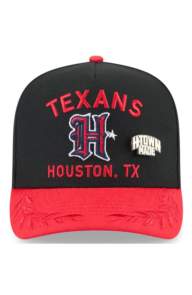 New Era Men's New Era Black/Red Houston Texans 2025 NFL Draft On Stage A-Frame 59FIFTY Fitted Hat, Alternate, color, 