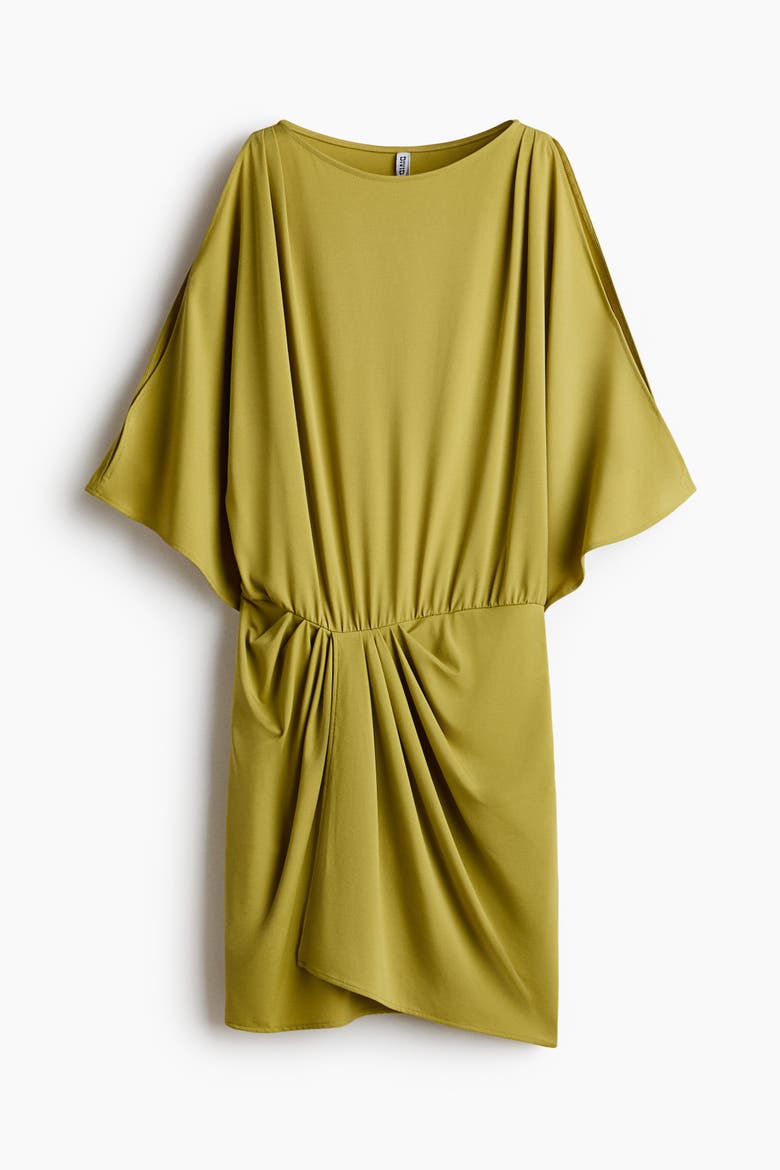Draped Cold-shoulder Dress, Alternate, color, Olive green