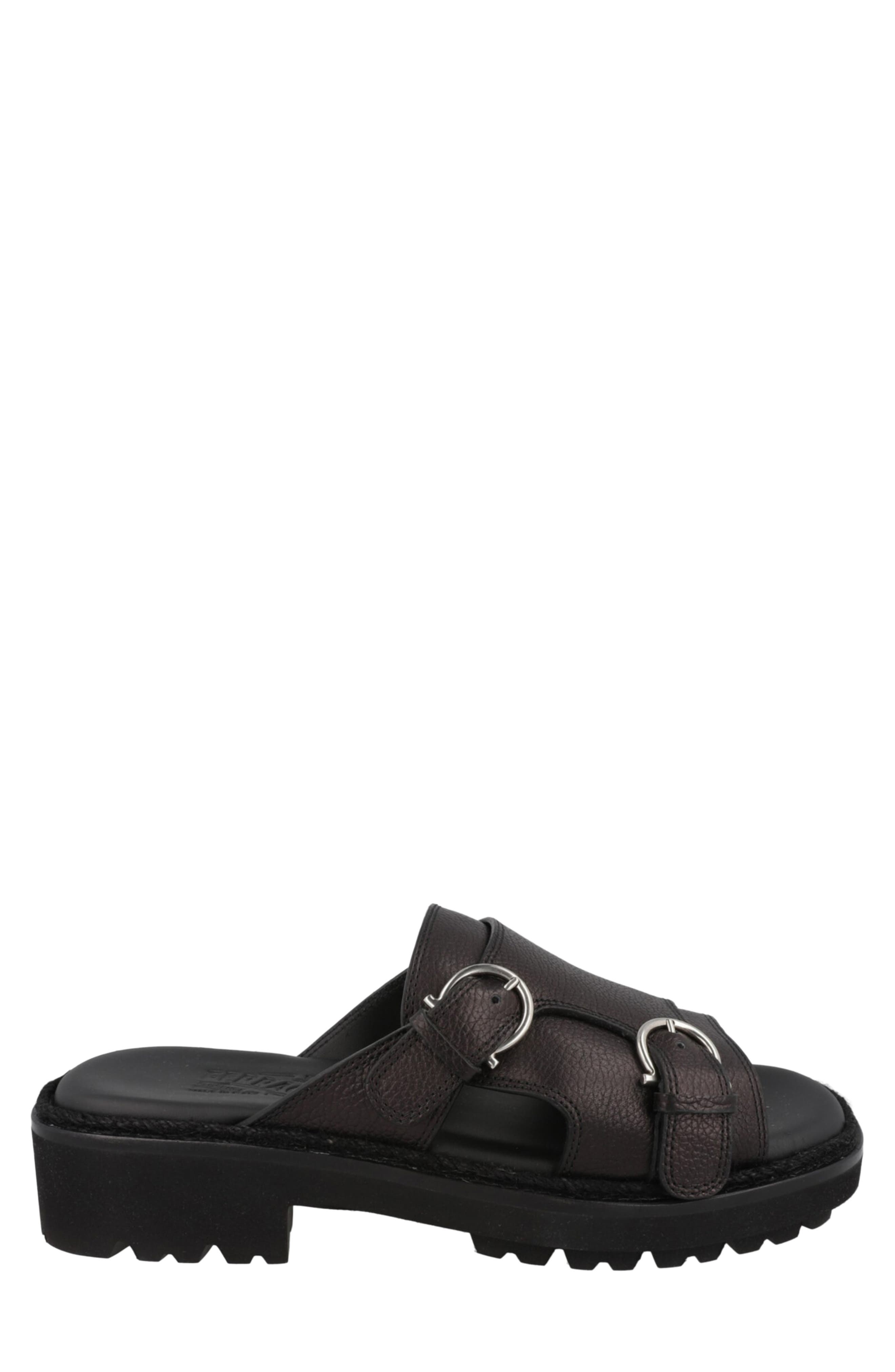 Double Strap Slide Sandal, Alternate, color, BLACK