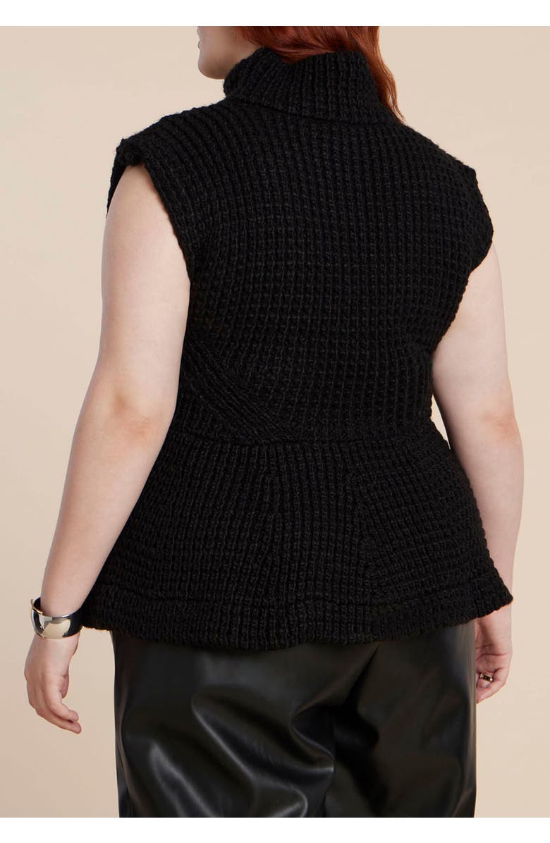 ELOQUII Turtleneck Peplum Sweater Vest, Alternate, color, Black Onyx