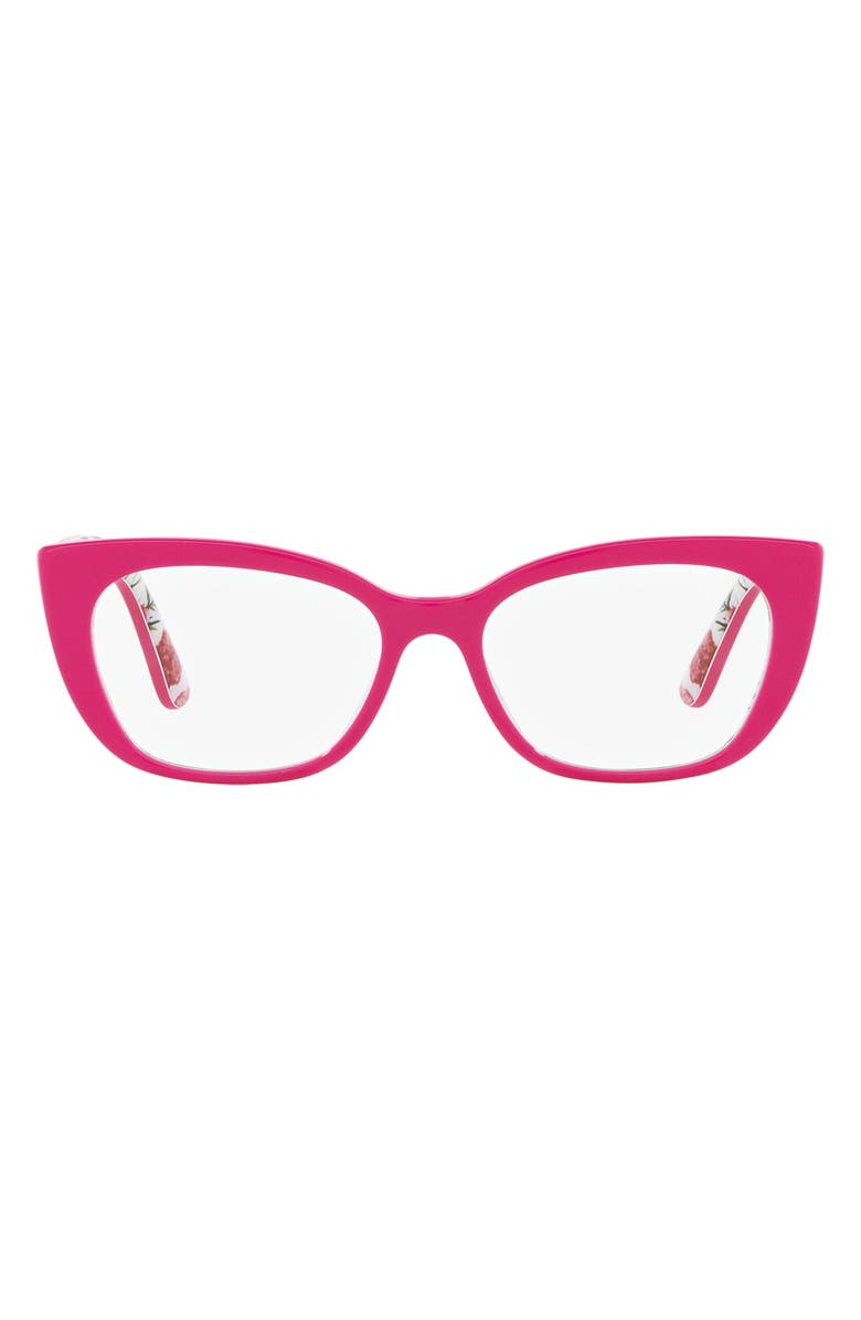 Dolce&Gabbana 49mm Cat Eye Optical Glasses, Main, color, Pink