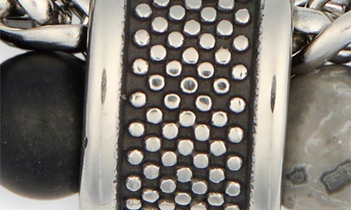 American Exchange Beaded Chain Bracelet In Silver Grey/black