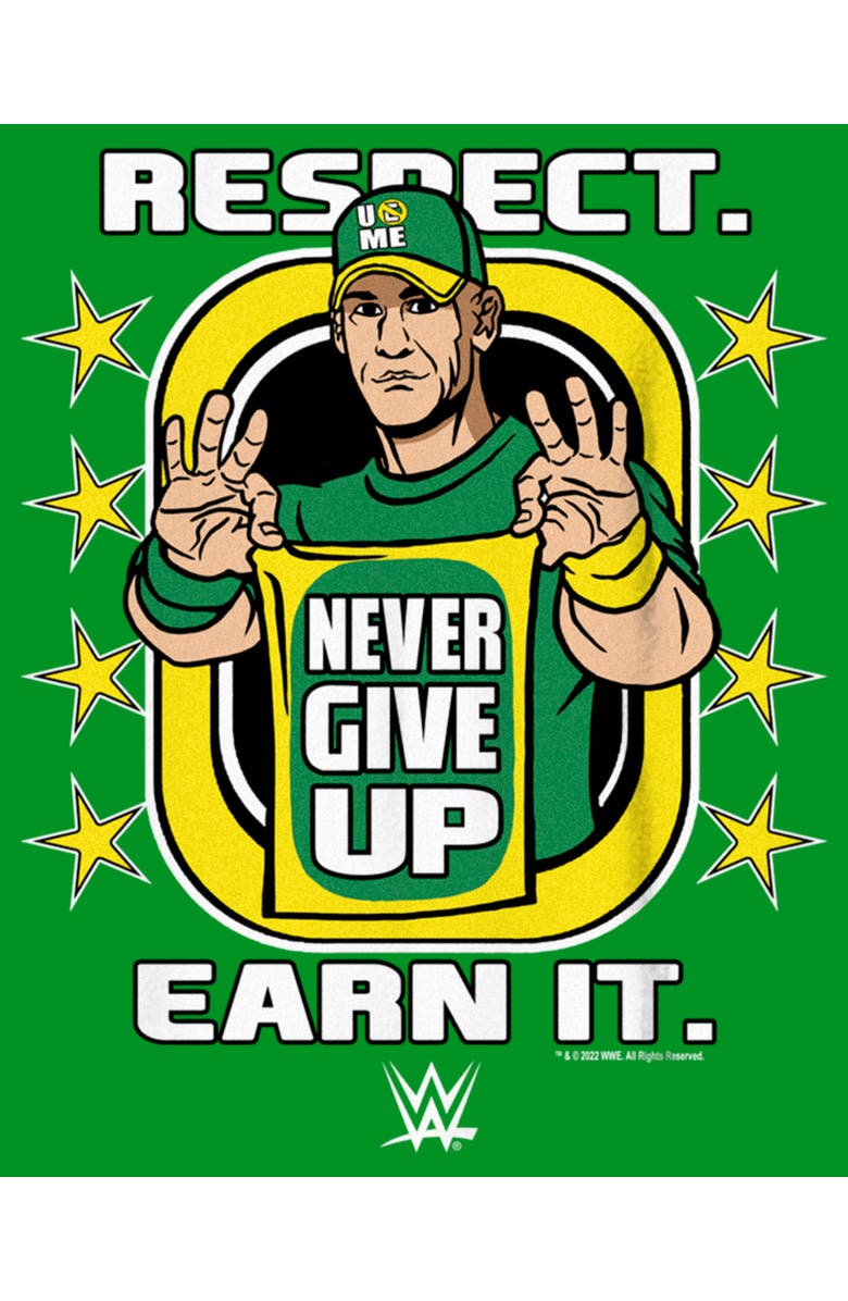 WWE Boy's WWE John Cena Respect Earn It  Graphic T-Shirt, Alternate, color, Kelly Green