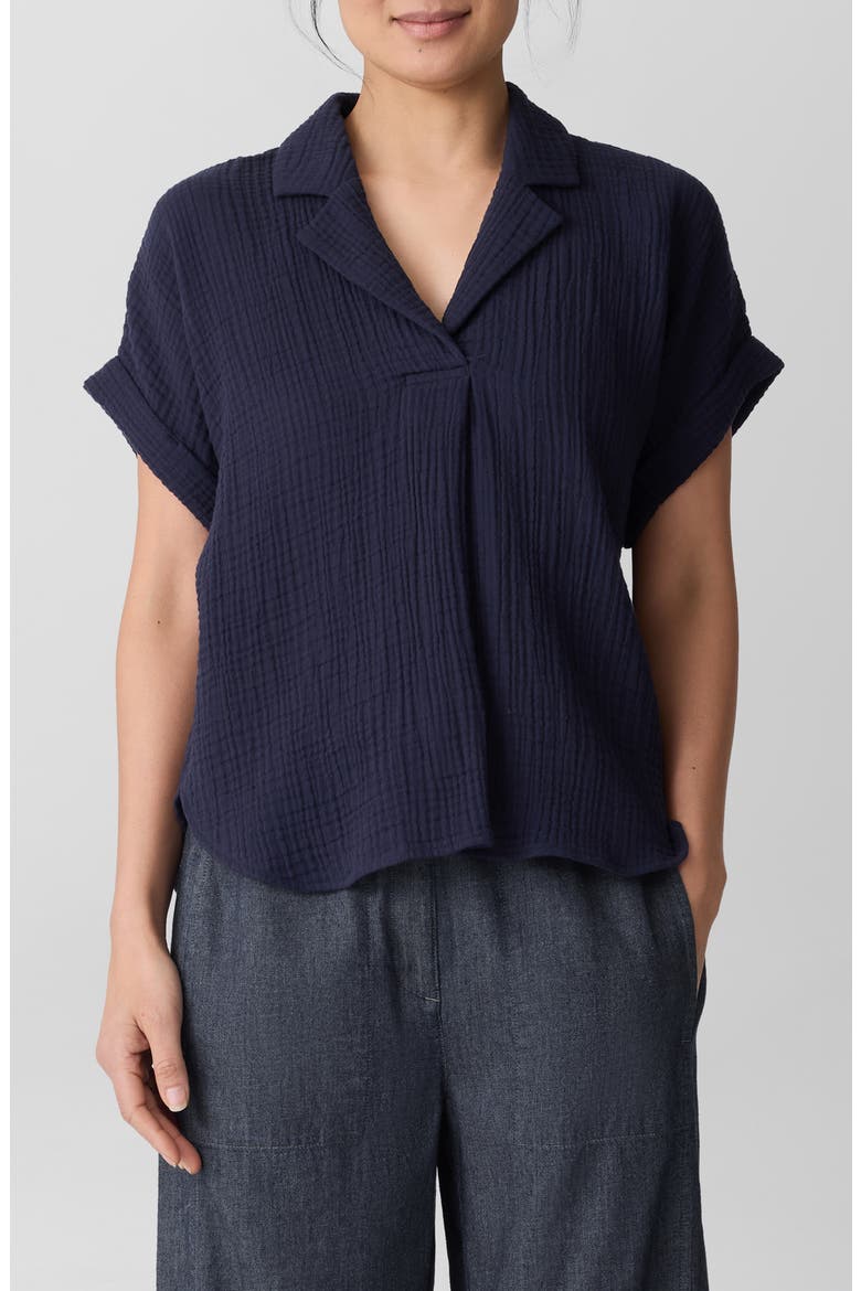 Notch Collar Roll Cuff Shirt, Main, color, INK