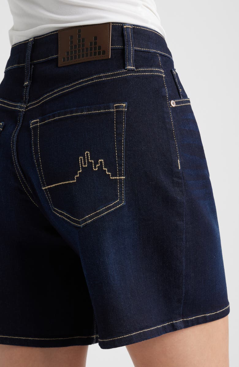 CITY BLUES Dover Relaxed Mid Thigh Denim Shorts, Alternate, color, Dark Whisker Wash