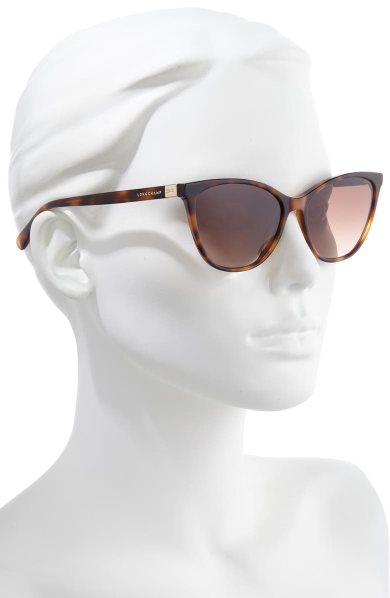 Longchamp Le Pliage 57mm Gradient Cat Eye Sunglasses, Alternate, color, Havana