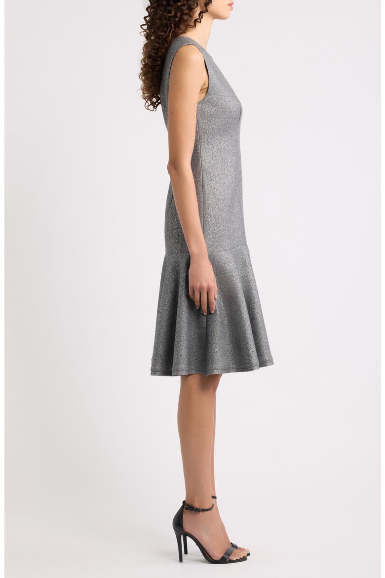 Brett Sleeveless Metallic Drop Waist Dress, Alternate, color, GREY