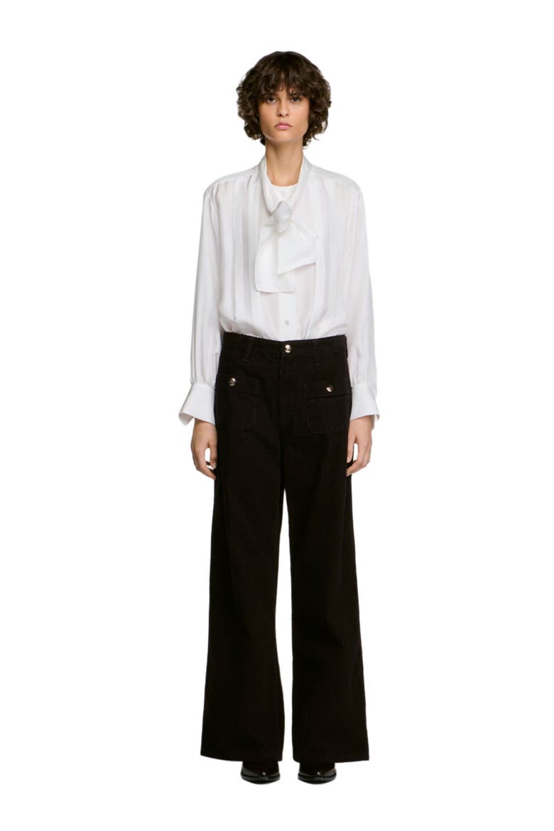Velvet straight-leg trousers, Main, color, Bordeaux