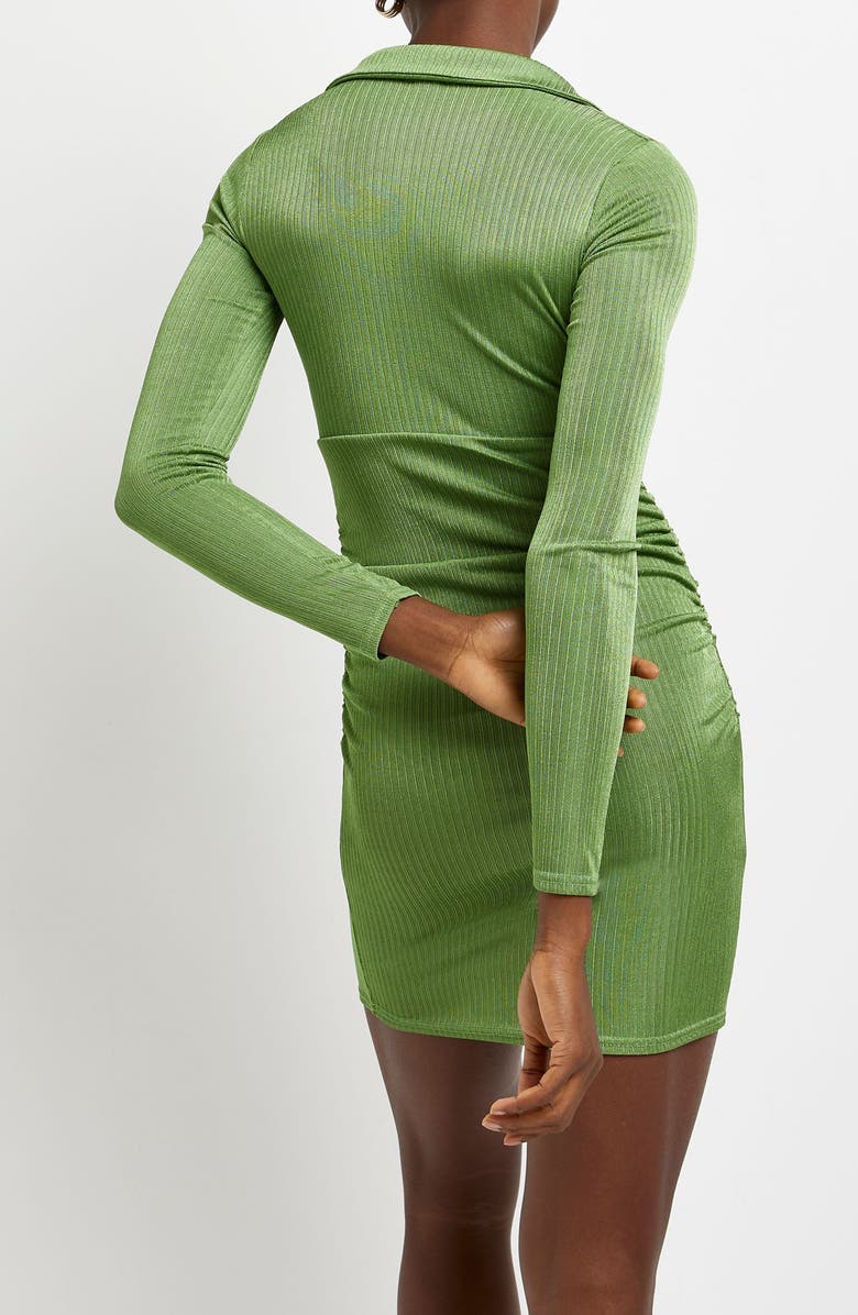 River Island Ribbed Tie Front Long Sleeve Minidress, Alternate, color,